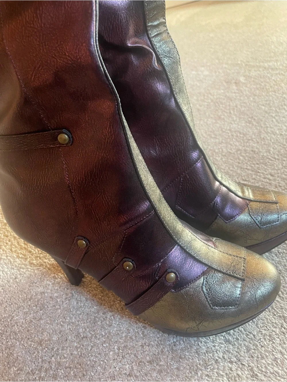 Wonder Woman Costume Boots 9 Burgundy Purple Gold Thigh High Cosplay Heel